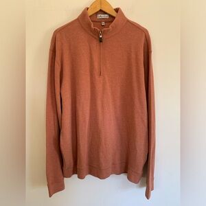 Peter Millar Quarter-Zip Pullover Rusty Orange Sweatshirt Sweater Size XL